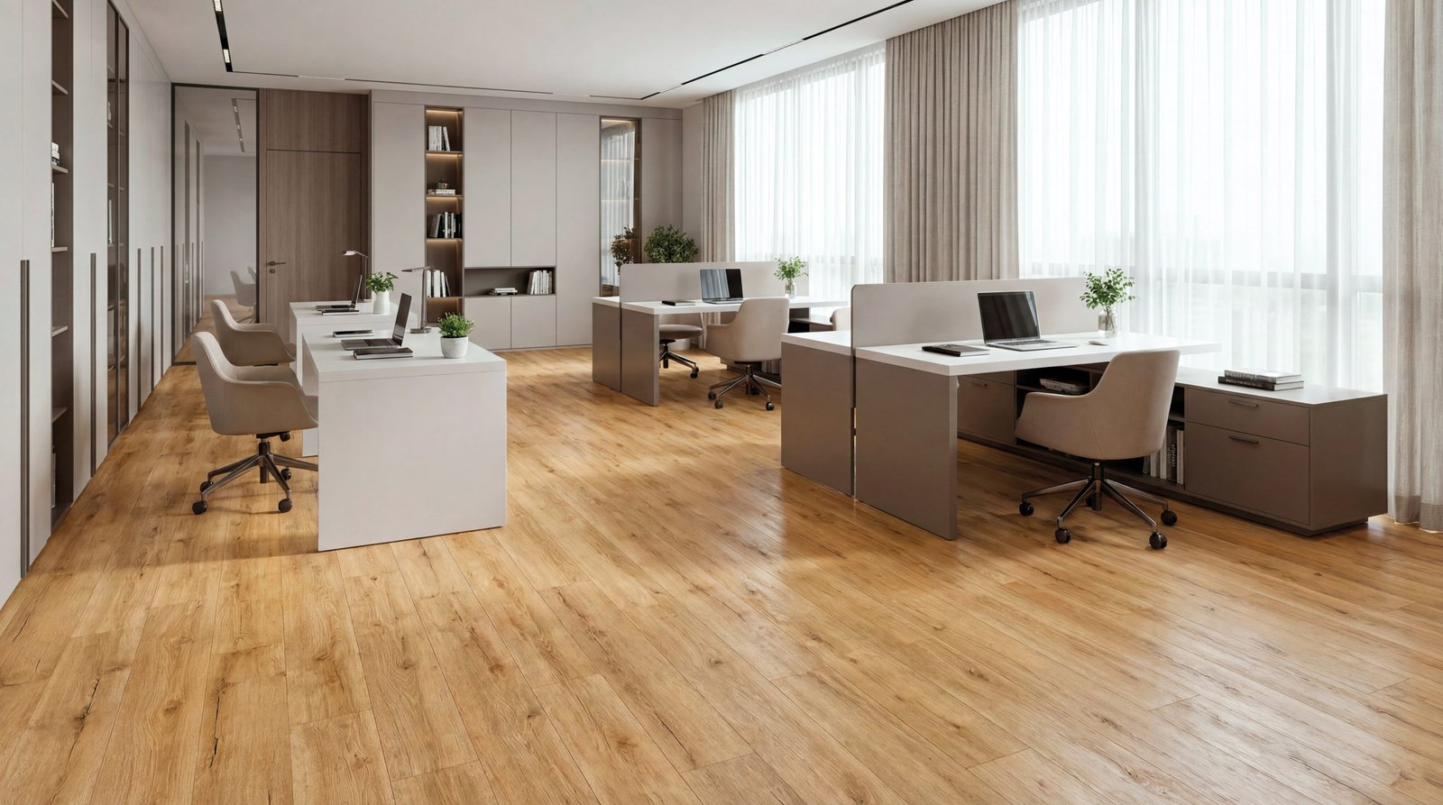 Ambientazione ufficiale Casa Design Timber Honey con pavimento SPC effetto legno
