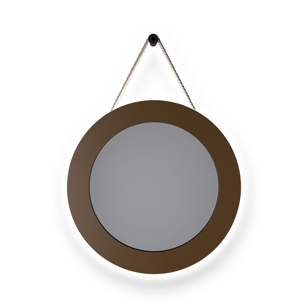 SPECCHIO TWINE IN ACCIAIO FINITURA CORTEN LED E CORDA — Misura: Ø80