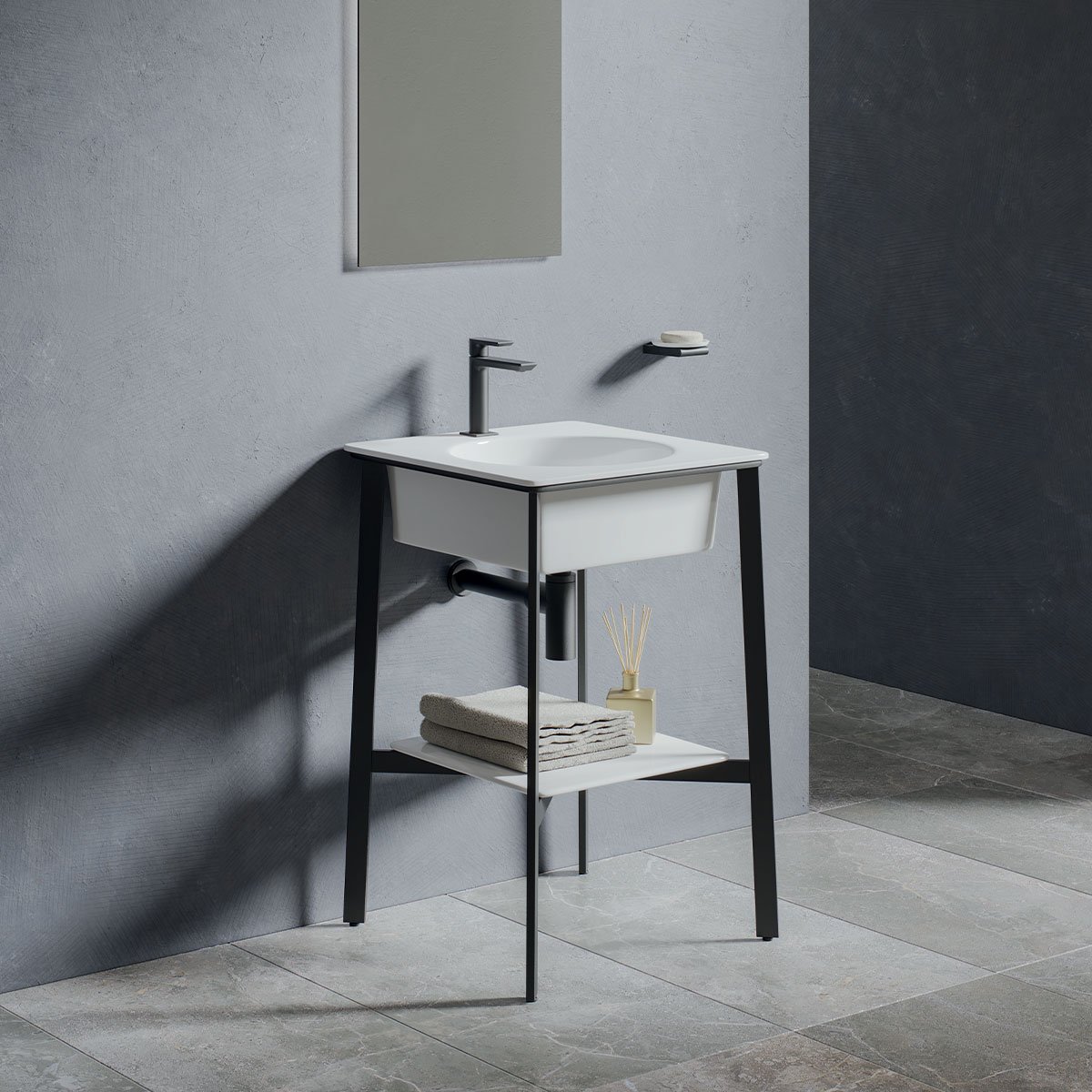 LAVABO CON STRUTTURA PLUS H025 - 52x54 H.830